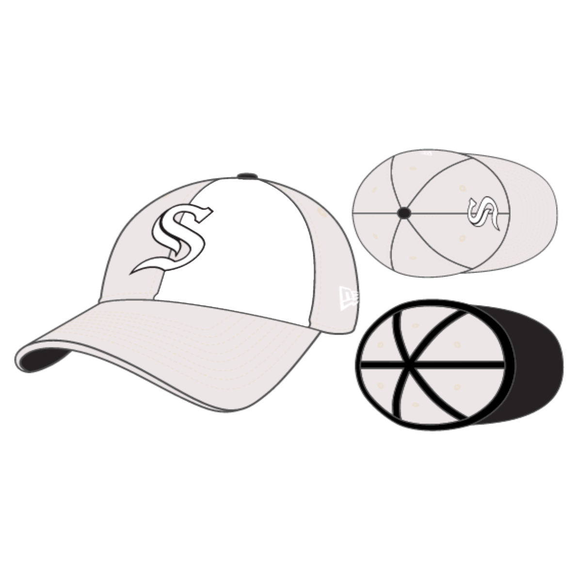 NEW ERA 3930 SPARKS WHITE SS HAT