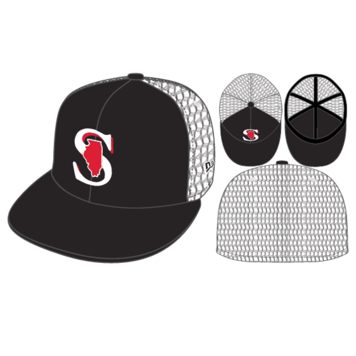 NEW ERA 5950 SPARKS BLACK TRUCKER MESH