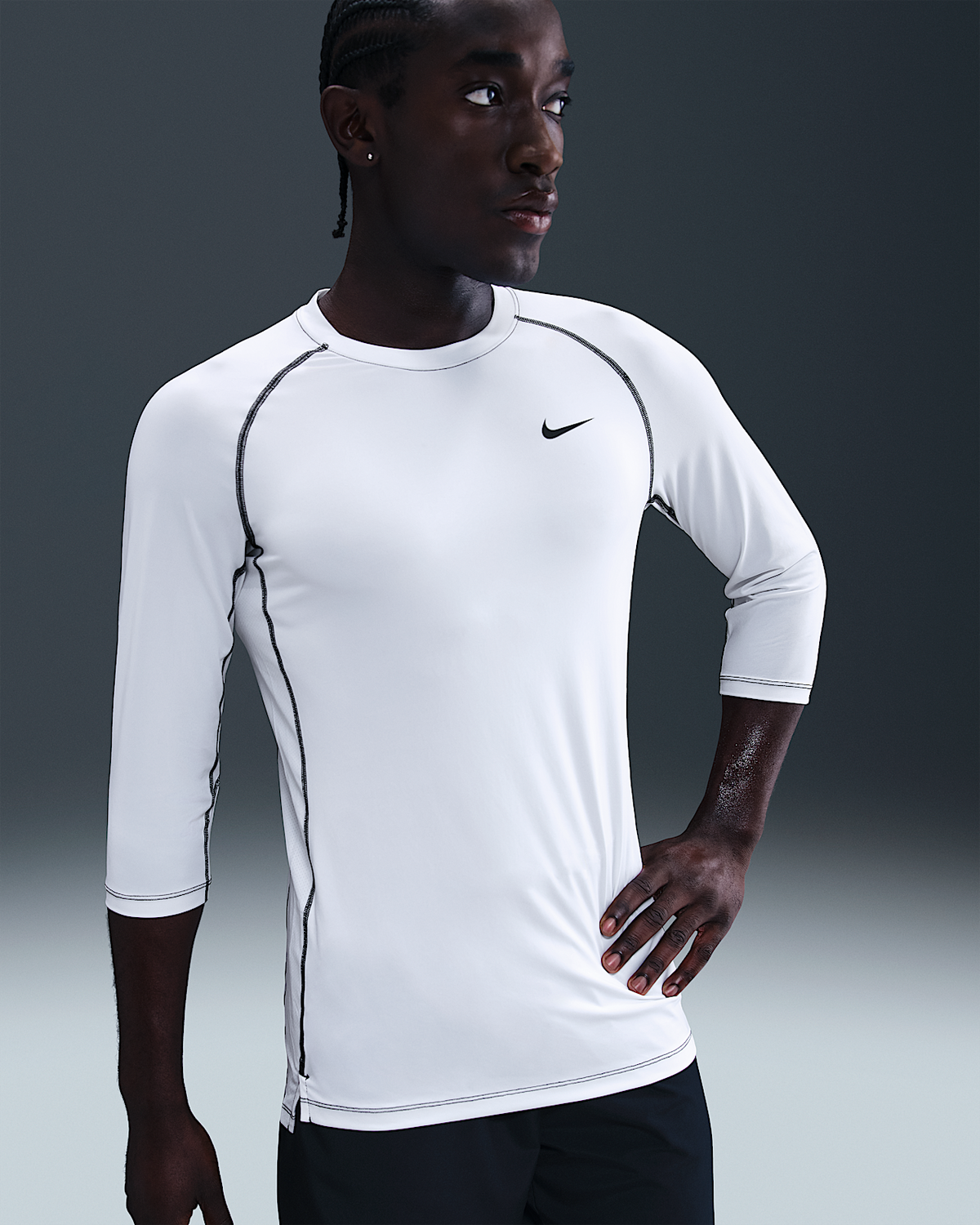 MENS NIKE SPARKS 3/4 SLEEVE SHIRT WHITE