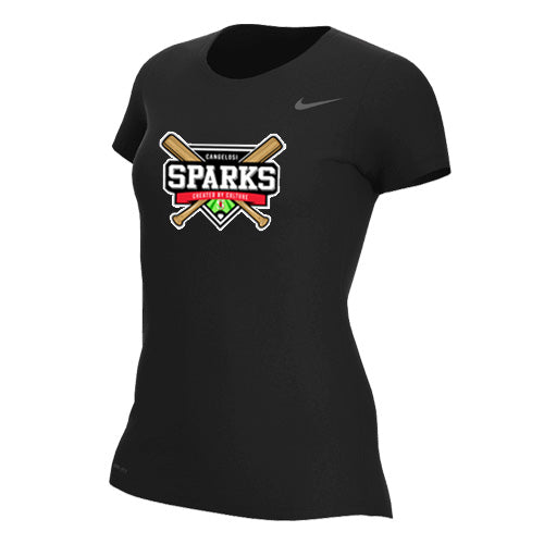 WOMENS NIKE SPARKS LEGEND SHORT SLEEVE BLACK