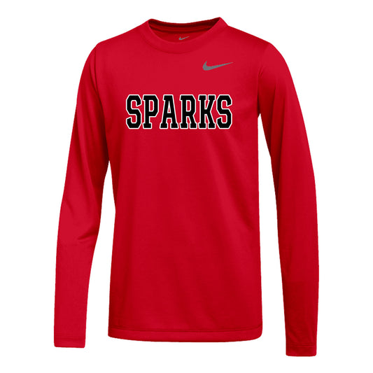 YOUTH NIKE SPARKS LEGEND LONG SLEEVE RED