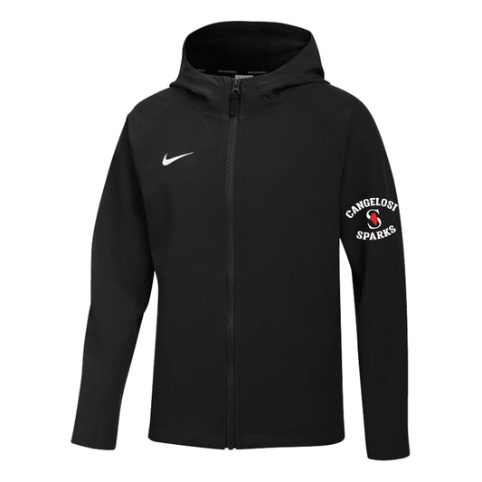YOUTH NIKE SPARKS THERMA PREGAME FULL ZIP JACKET BLACK