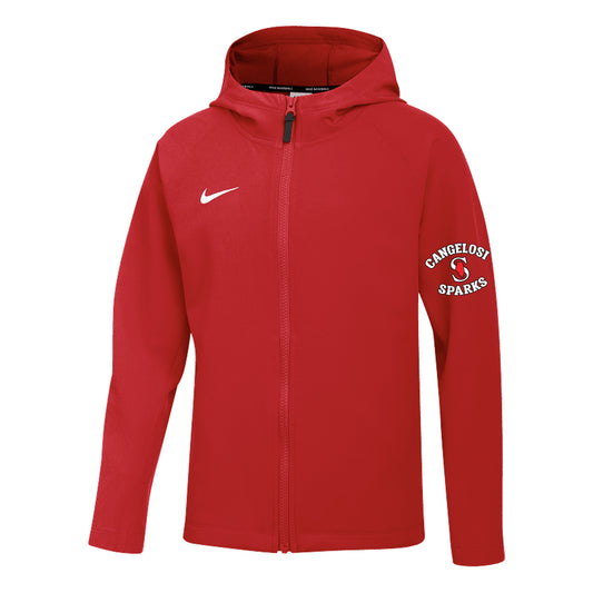 YOUTH NIKE SPARKS THERMA PREGAME FULL ZIP JACKET RED