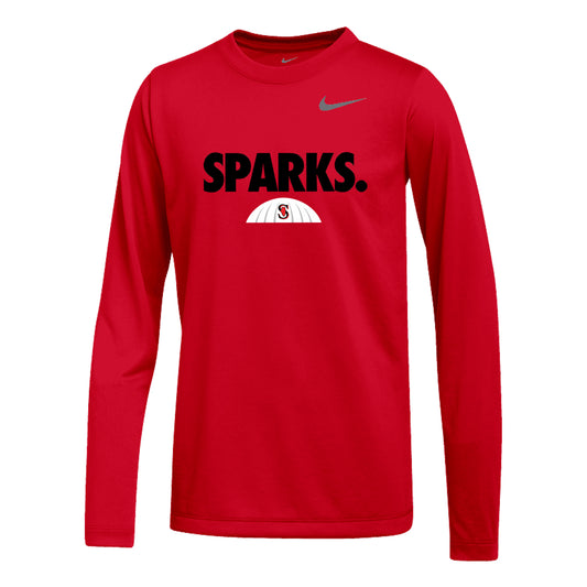 YOUTH NIKE SPARKS LEGEND LONG SLEEVE RED