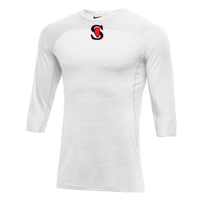 MENS NIKE SPARKS 3QT SLEEVE TOP WHITE