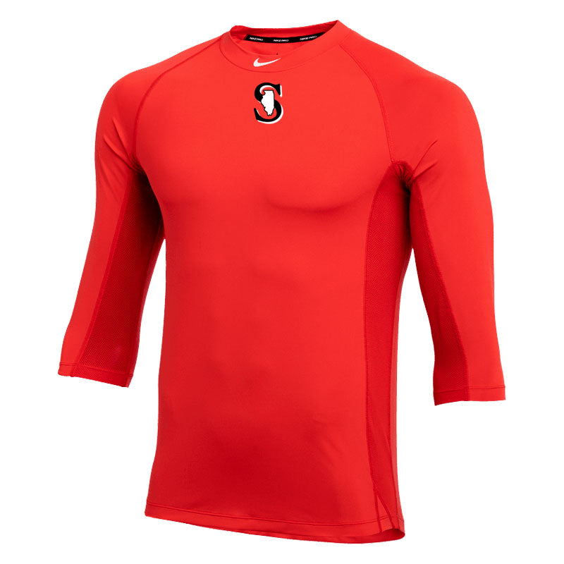 MENS NIKE SPARKS 3QT SLEEVE TOP RED